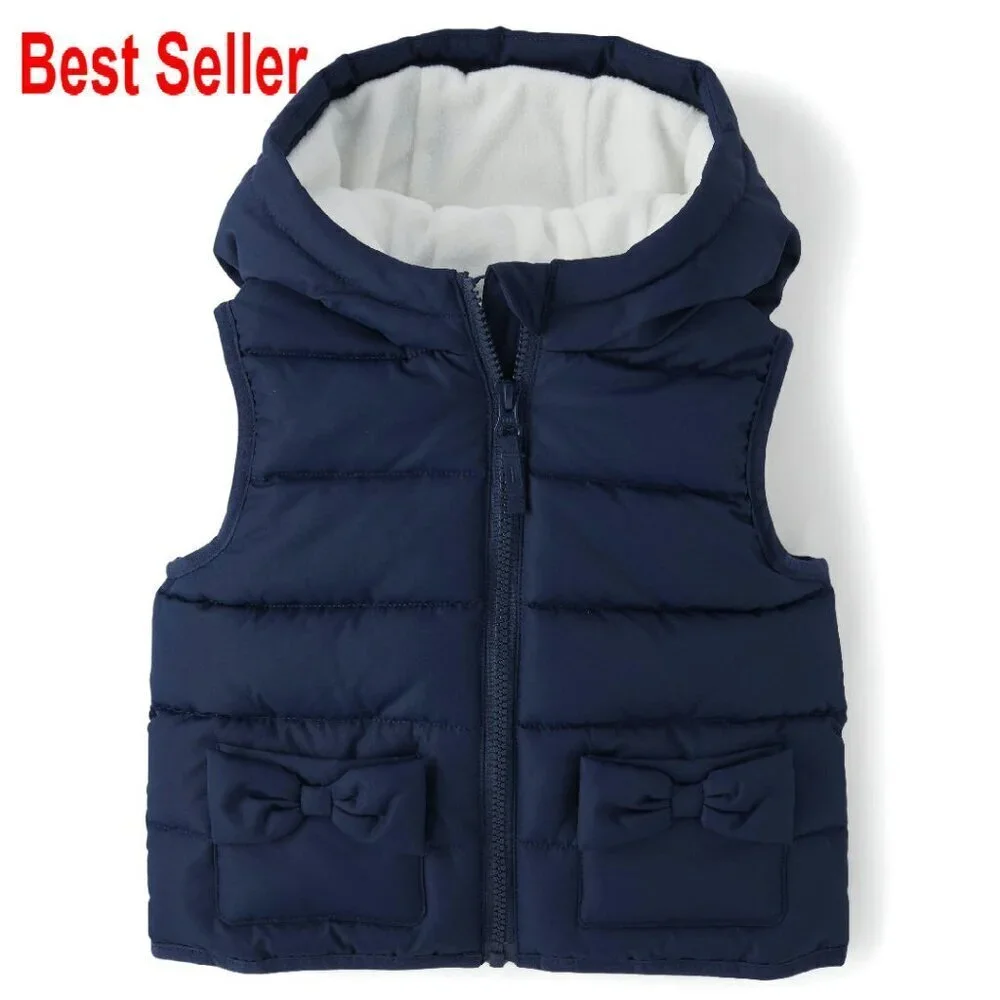 Toddler Puffer Vest Water-Resistant Quilted Hooded Sleeveless Classic